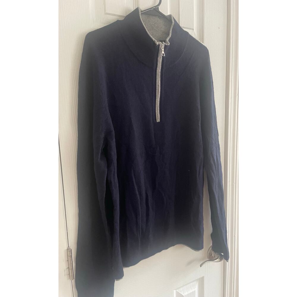K+J Wool Cashmere Blend Sweater Men Zip Mock Neck Long Sleeve Pullover, A70